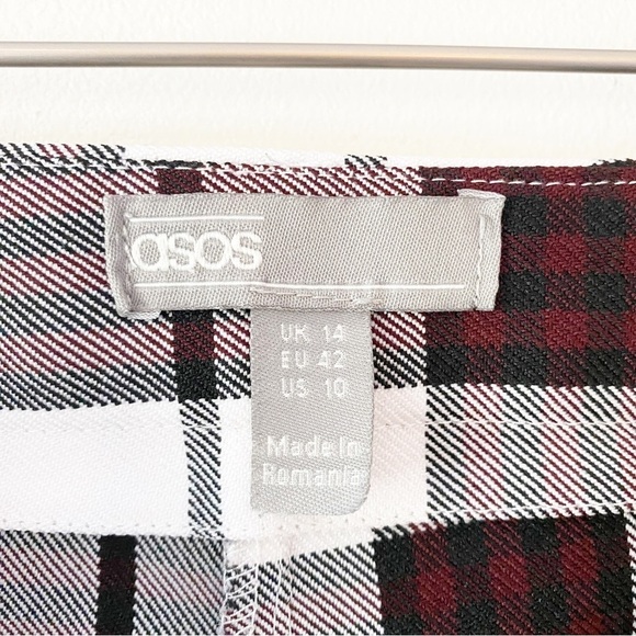 ASOS Check Burgundy Cropped Pants - Picture 10 of 11